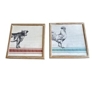 Farmhouse Chicken And Cow Wall Decor 8x8 Set Of 2